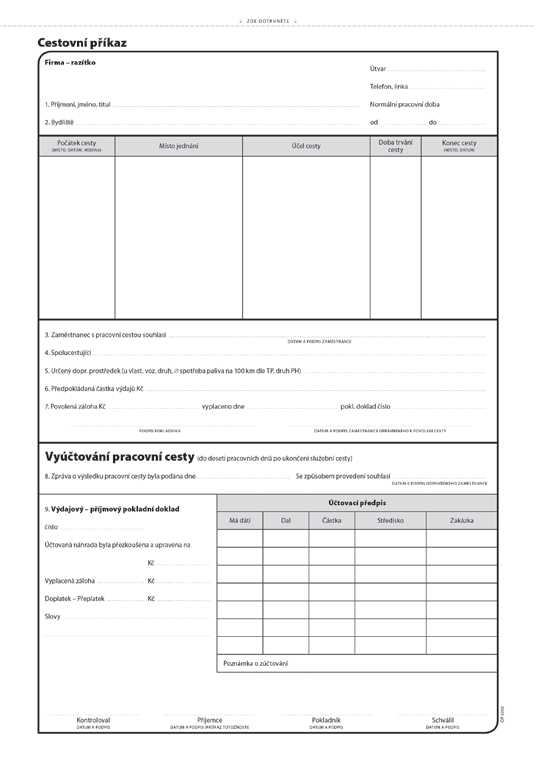1050 Cestovní příkaz A4/100l