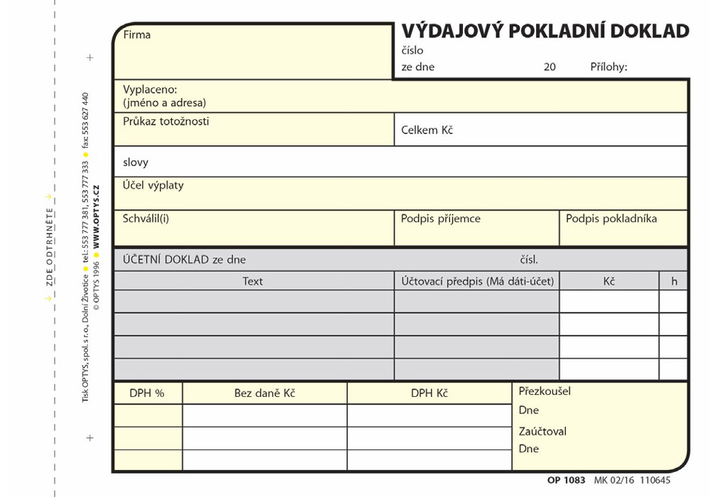 1083 Výdajový doklad A6/100l NCR