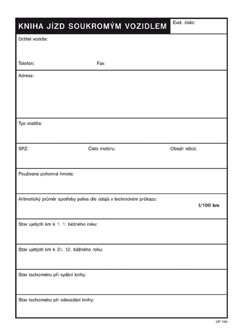 1169 Kniha jízd soukromého vozidla A5