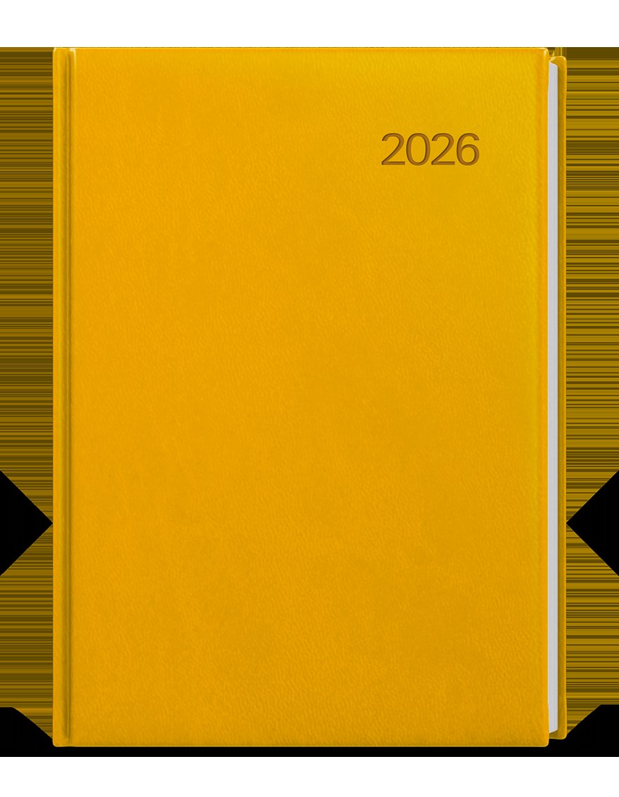 *B26  BDC6-23-26  Denní diář - Ctirad - Vivella - A5 - okrová ,   sobota a neděle zvlášť na stránce