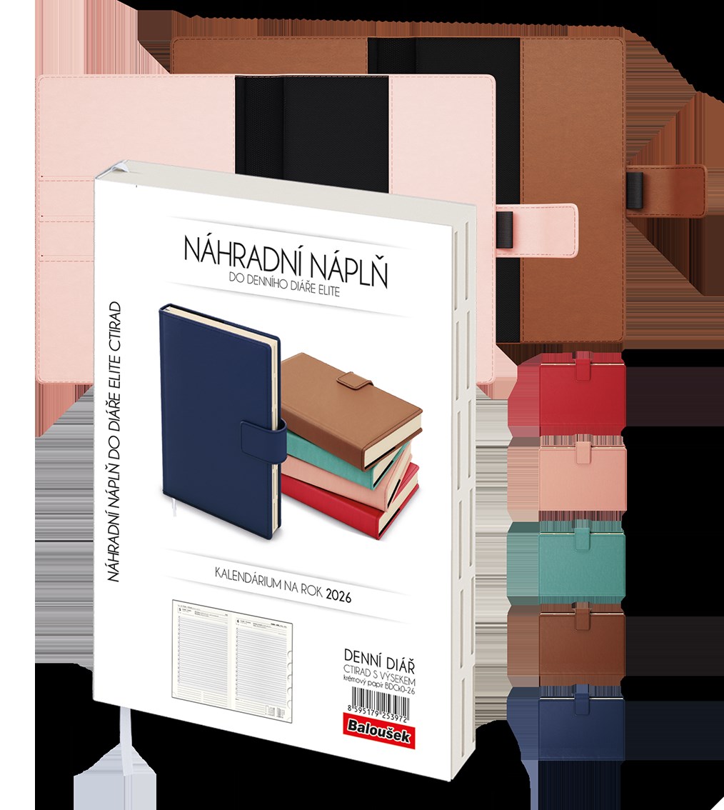 *B26  BDCk0-26  Denní diář - Ctirad s výsekem - A5 - náhradní náplň ,    sobota a neděle zvlášť na stránce - krémový papír