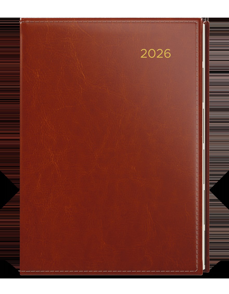 *B26  BDCk17-7-26  Denní diář - Ctirad s výsekem - Premier - A5 - hnědá ,    sobota a neděle zvlášť na stránce - krémový papír