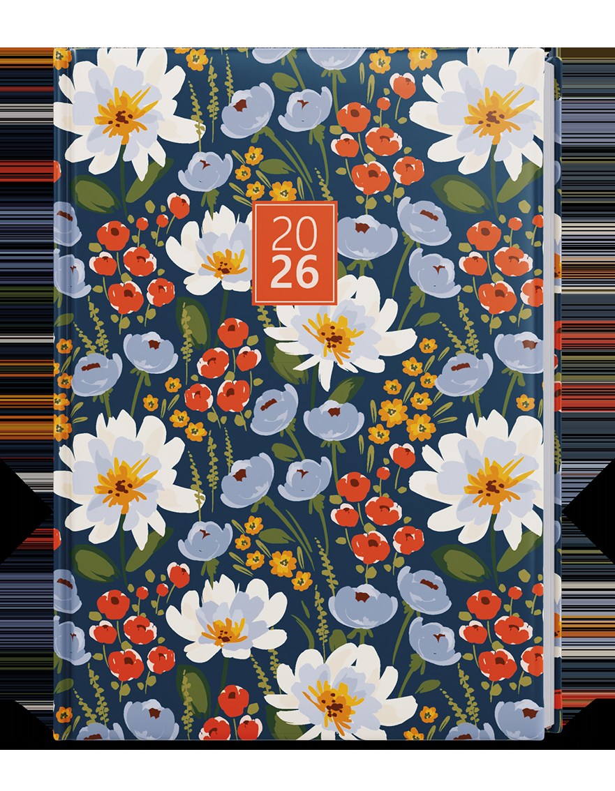 *B26  BDD9-5-26  Denní diář - David - Lamino - A5 - Květiny , parciální lak