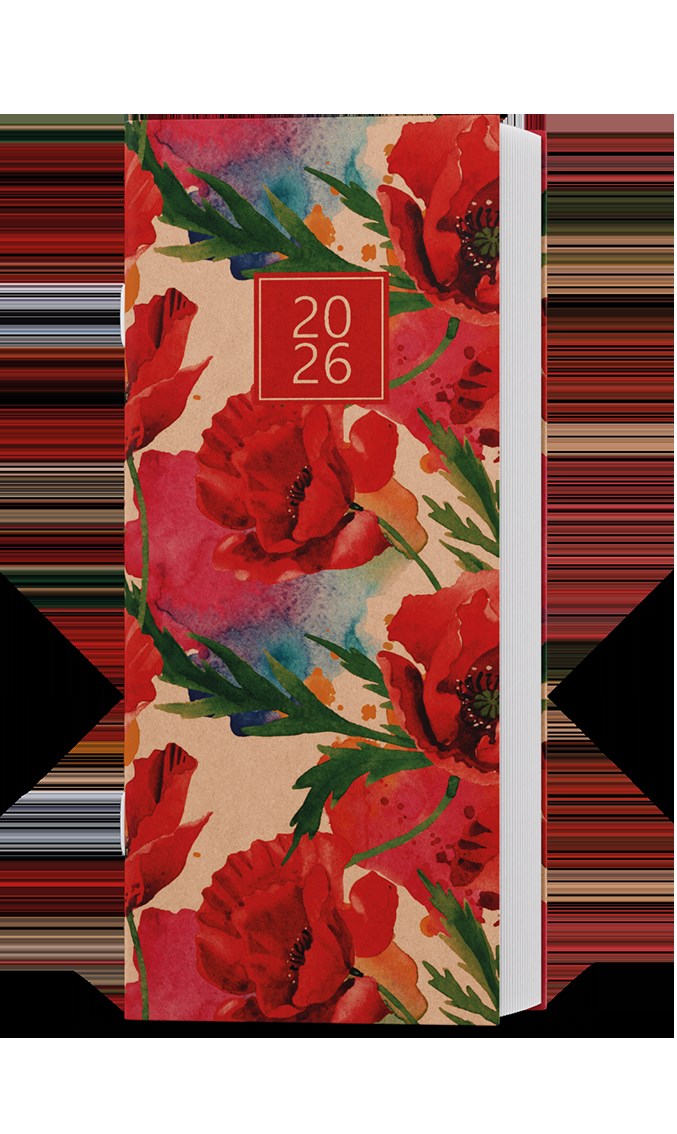 *B26  BMB2-1-26  Měsíční diář - Božka - Kraft - Máky , obálka z kraftového papíru