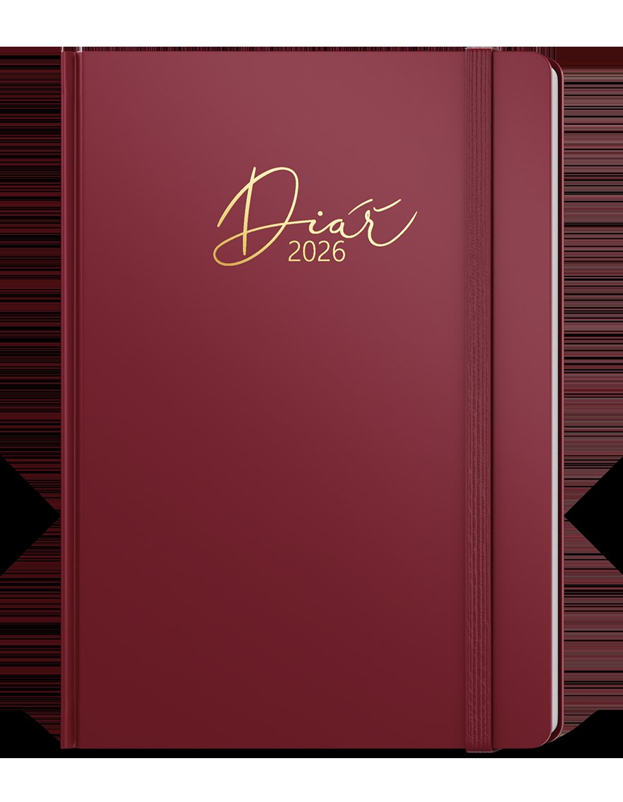 *B26  BTO8-3-26  Týdenní diář - Oskar - Luxi - A5 - bordó , nepoškrabatelné matné lamino