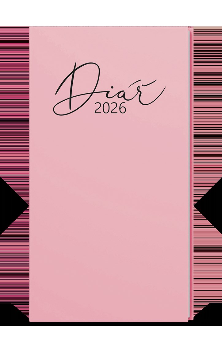 *B26  BTP9P-51-26  Týdenní diář - Prokop  - Lamino Pastel - B6 - růžová , nepoškrabatelné matné lamino, parciální lak