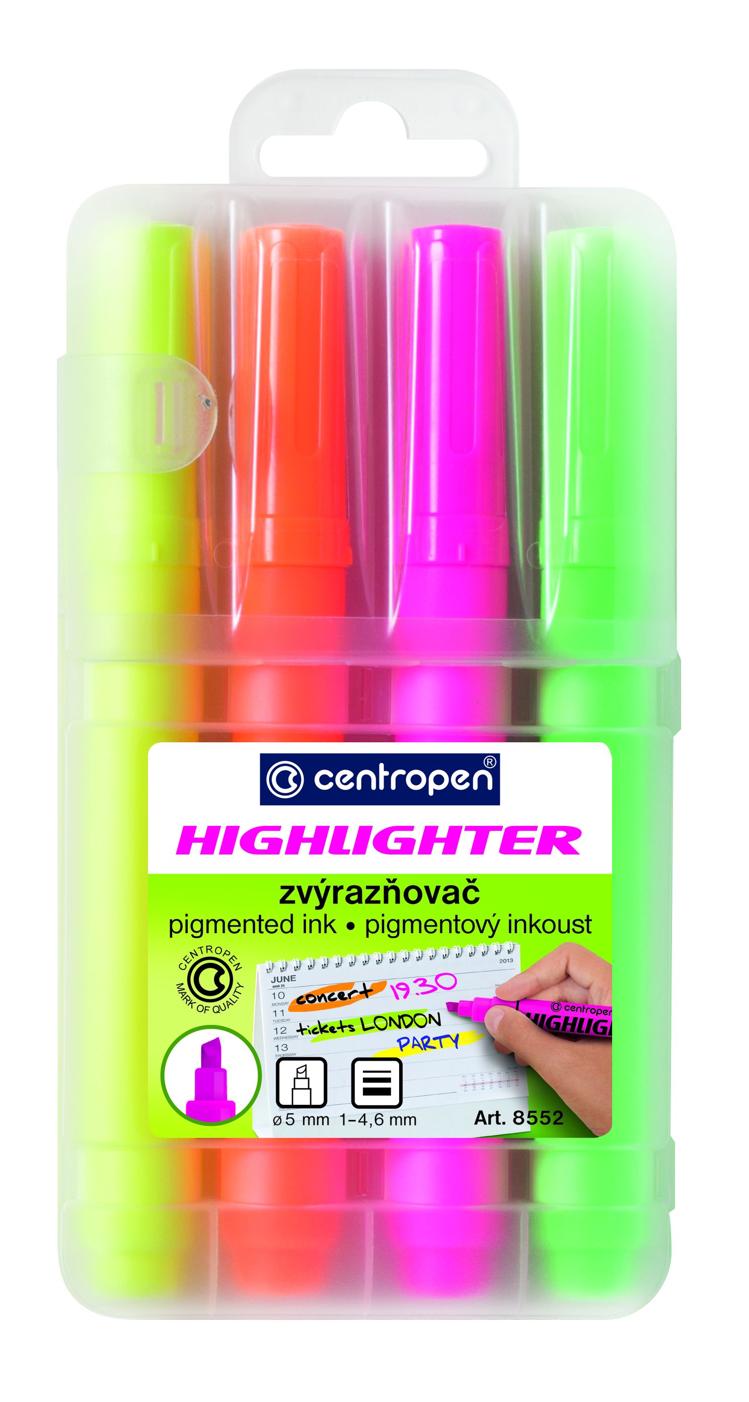 CENTROPEN zvýrazňovač 8552/4 SE v etui