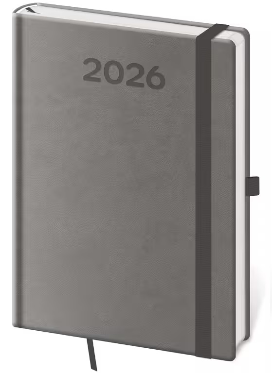 *H26  DPP433-13-26   Diář týdenní   B6 Print Pop - šedá , 120x165
