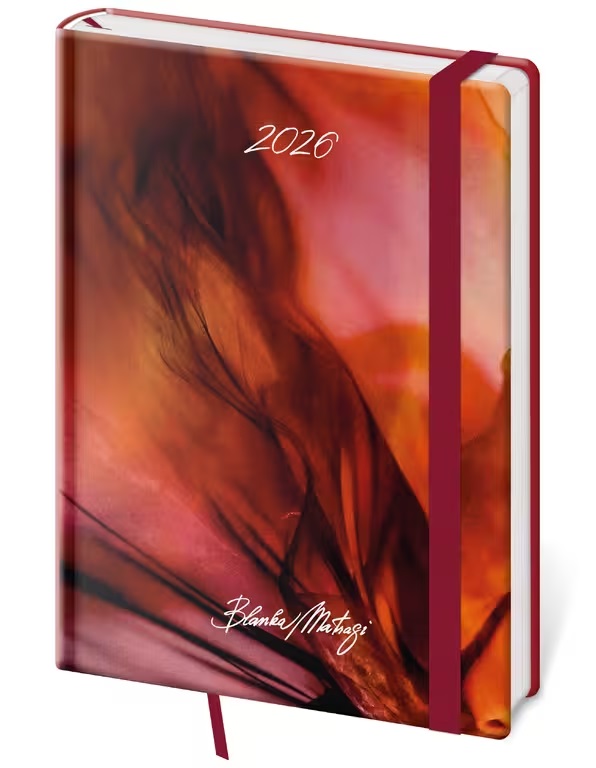 *H26  DV422-32-26   Diář denní A5 Vario - Matragi Red s gumičkou , 145x205