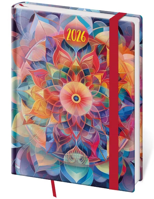 *H26  DV433-16-26   Diary weekly B6 Vario - Kaleidoscope s gumičkou , 120x165