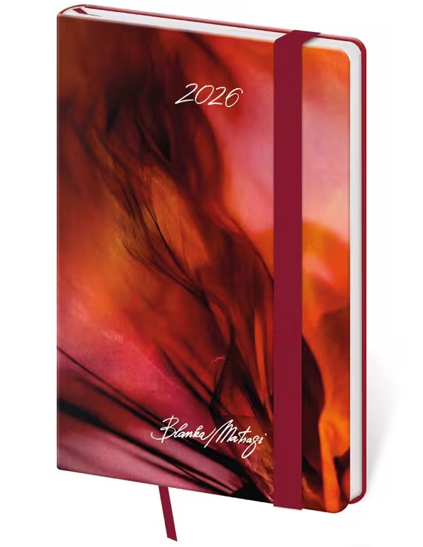 *H26  DV436-32-26   Diář týdenní kapesní Vario - Matragi Red s gumičkou , 90x140