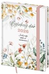 *H26  DZ439-2-26   Diář týdenní B6 bylinkový Flowers s gumičkou , 125x176