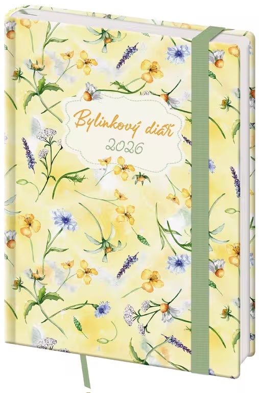 *H26  DZ439-3-26   Diář týdenní B6 bylinkový Herbs s gumičkou , 125x176