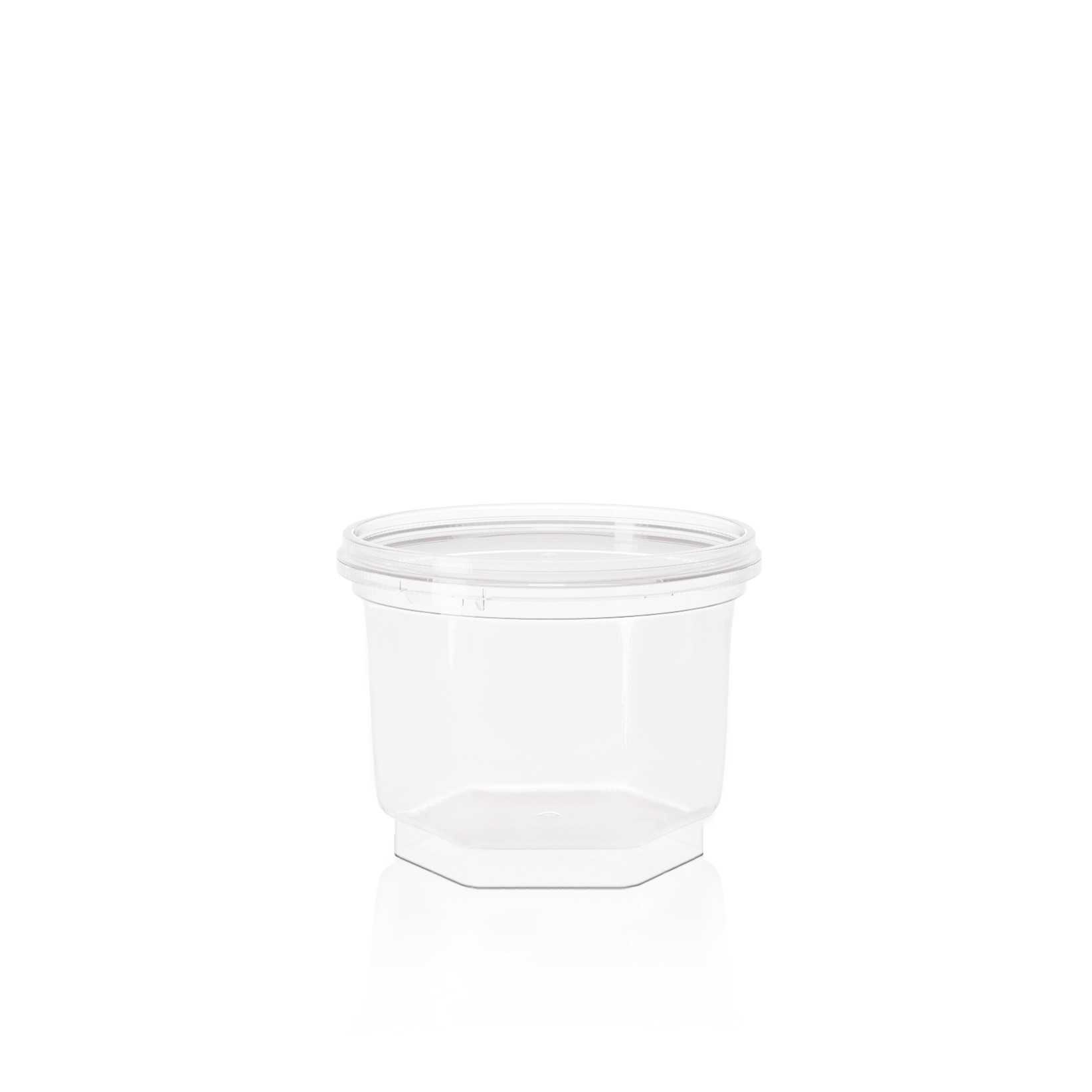 Kelímek hranatý DL 003 270ml čirý vč.víčka 