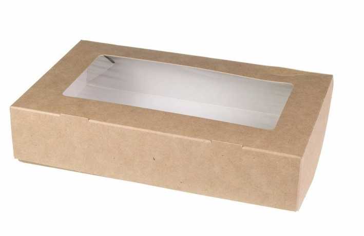 Krabička na makronky a cukroví hnědá 200x120x40 mm