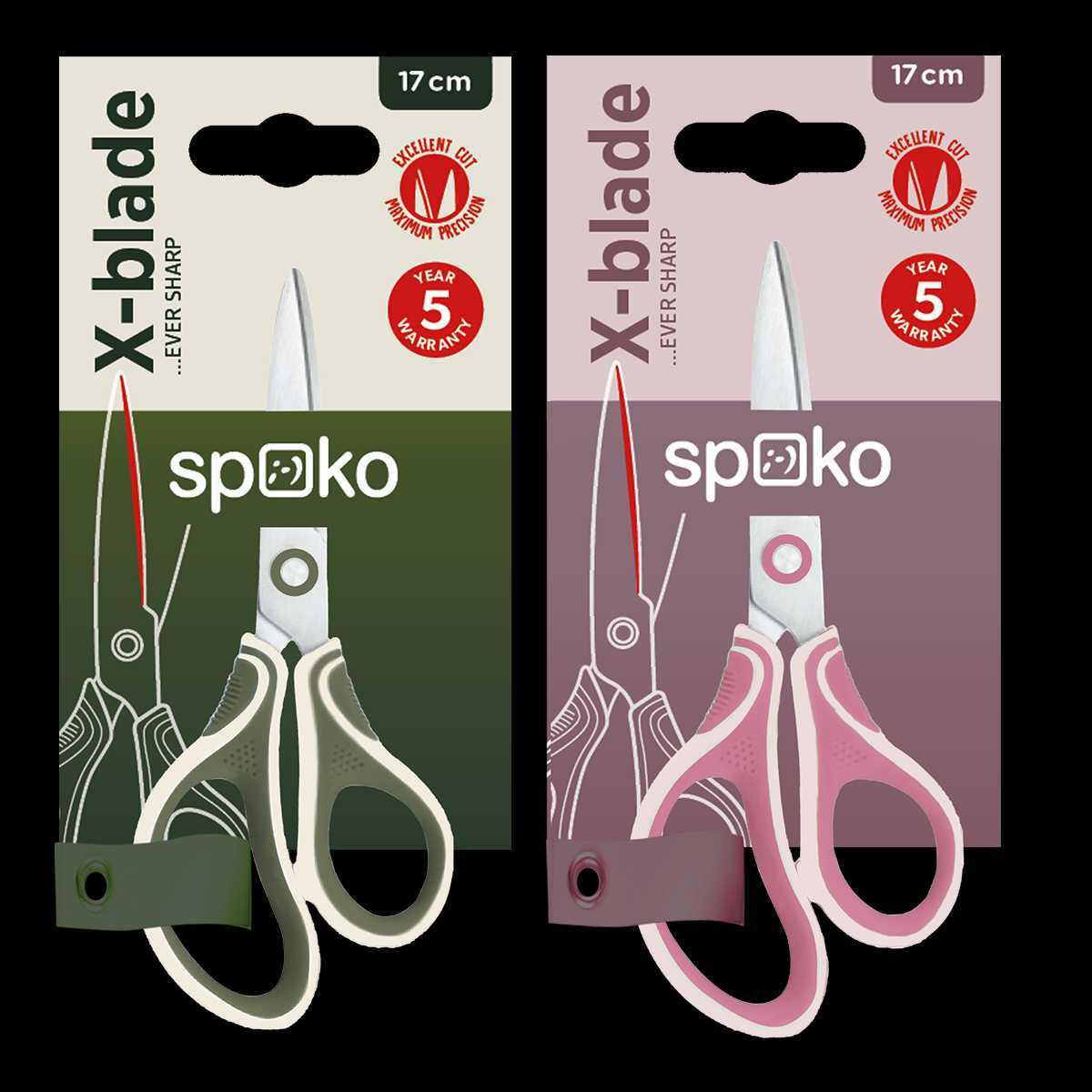 Nůžky S0532 SPOKO- Ergonomy,X-blade, školní, 17cm,asymetrické