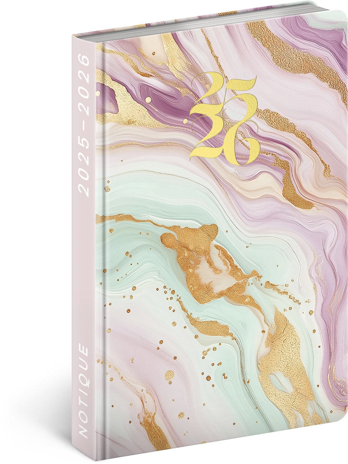 *P26  PGD-35533-V  NOTIQUE 18měsíční diář Petito – Růžový mramor 2025/2026, 11 x 17 cm