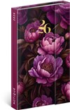 *P26  PGD-35537-Z  NOTIQUE Týdenní magnetický diář Fialové květy 2026, 13 x 21 cm