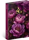 *P26  PGD-35553-V  NOTIQUE Týdenní magnetický diář Fialové květy 2026, 11 x 16 cm