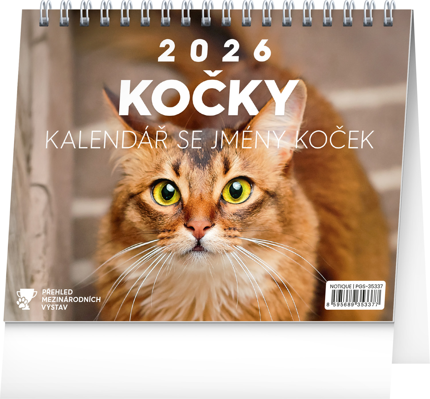 *P26  PGS-35337  NOTIQUE Stolní kalendář Kočky – se jmény koček 2026, 16,5 x 13 cm