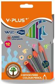 Pastelky trojhranné WE-FISH/12ks JUMBO Y-Plus  YTC150200