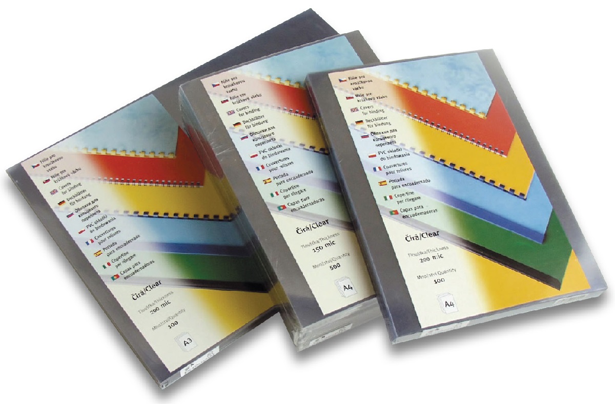 Vazba - folie čirá A4 200 mic (přední str.)prestig