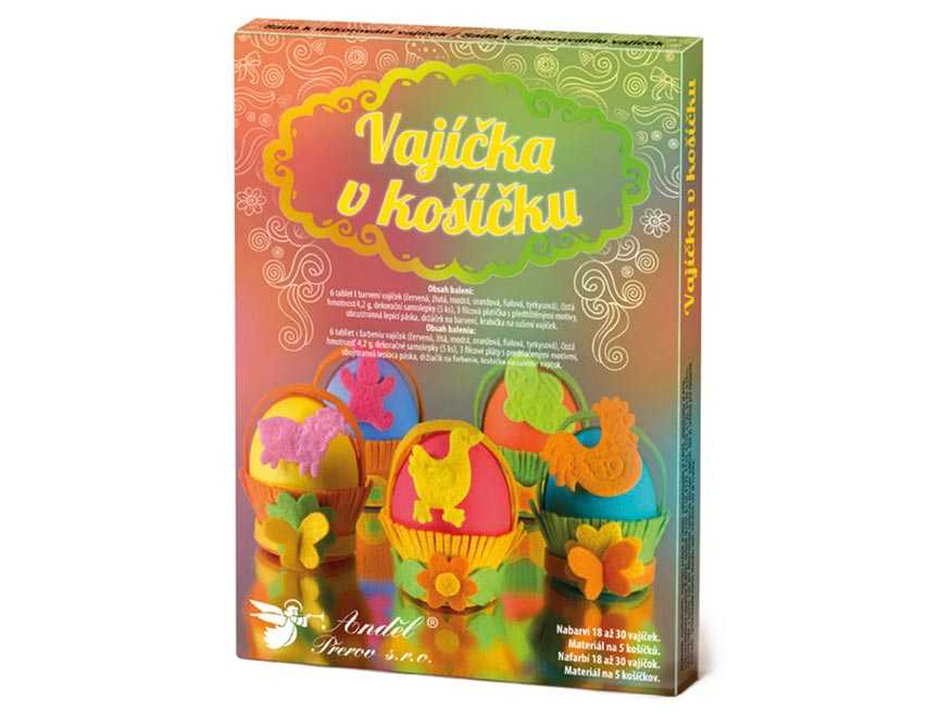 Velikonoční sada k dekorování vajíček  - vajíčka v košíčku